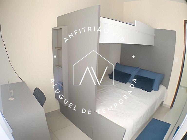 Quadra mar, vista praia e garagem