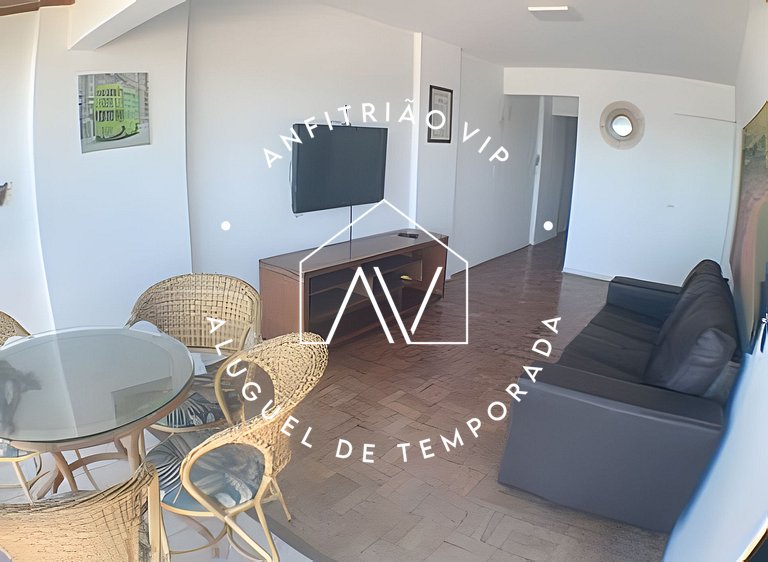 Espaçoso apto linda vista mar com vaga garagem