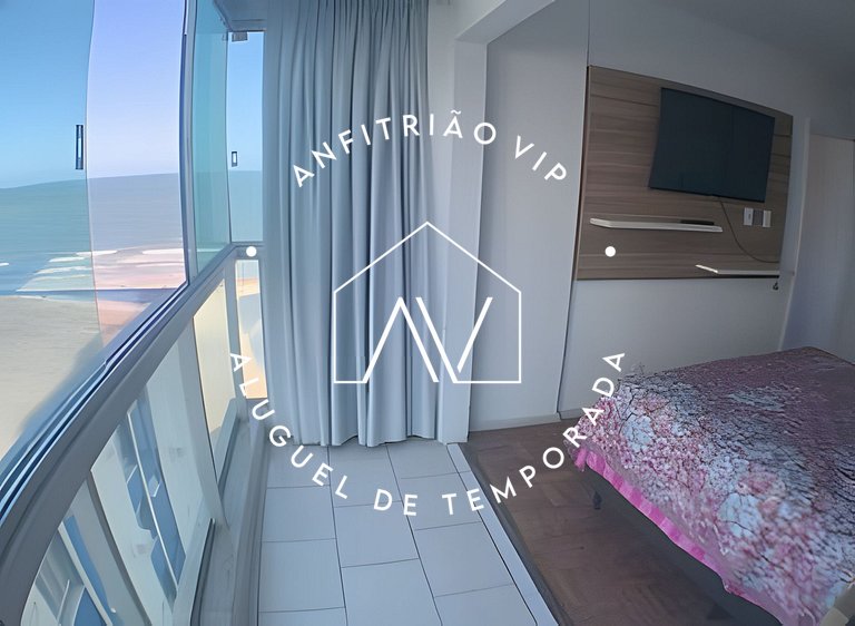 Espaçoso apto linda vista mar com vaga garagem