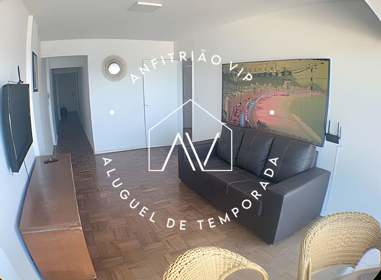 Espaçoso apto linda vista mar com vaga garagem