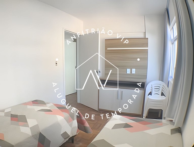 Espaçoso apto linda vista mar com vaga garagem